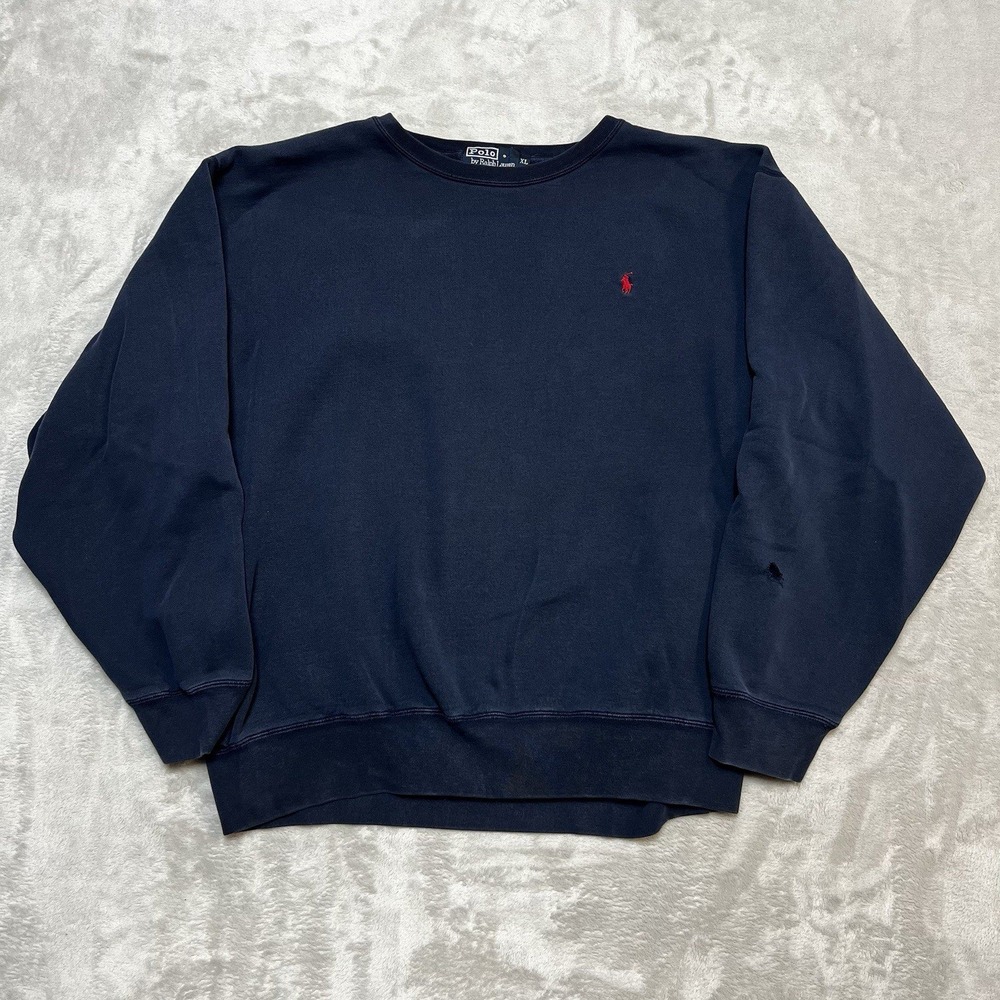 Vintage Polo Ralph Lauren Sweatshirt Mens XL Navy Pullover Crewneck Pony Preppy